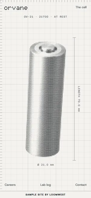 The first screen of the Orvane example site (The Dot Lab) on a phone