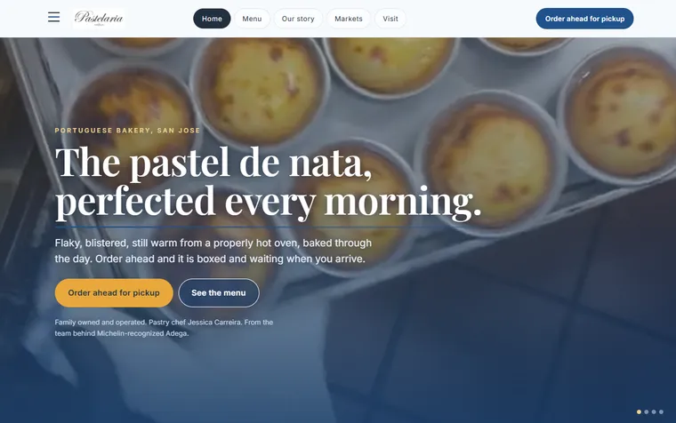 The first screen of pasteladega.com on a desktop